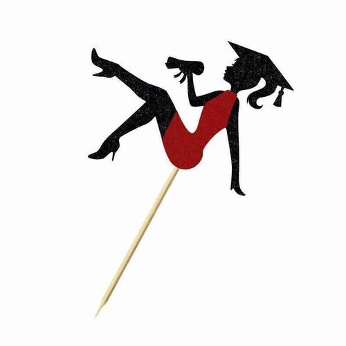 1Pc High Heel Girl Graduation Cake Topper with Glitter Grad