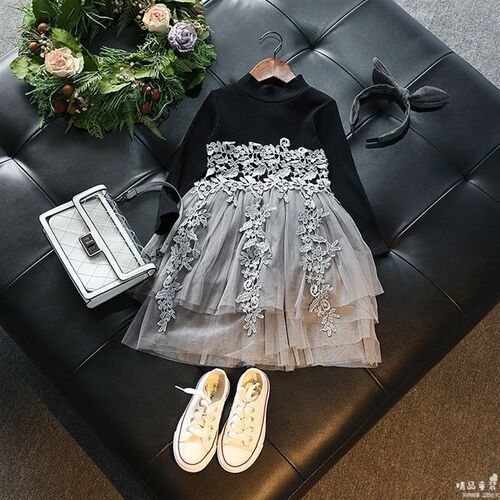 Girls Sweet Mesh Princess Dress Long Sleeve 2025 New Spring