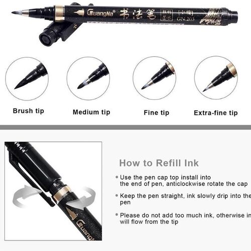 Calligraphy Pen - Reastar 6 Pcs Black Brush Marker Pen Hand