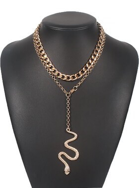 Exaggerated multi-layer chain Zodiac Snake Pendant creative