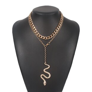 Exaggerated multi-layer chain Zodiac Snake Pendant creative