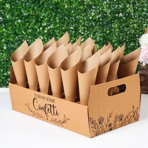 Kraft Paper Wedding Confetti Cone Holder Support For Wedding