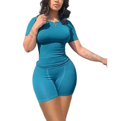 Lounge Wear Ribbed Casual 2 Piece Summer Shorts Set For Some