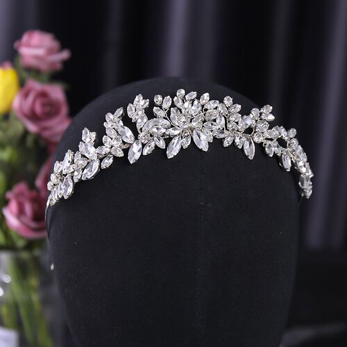 Bridal Headband Handmade Rhinestone Flower Hairband Crystal