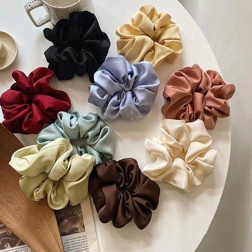 Women Silk Scrunchie Elastic Multicolor Hair Band tail Holde