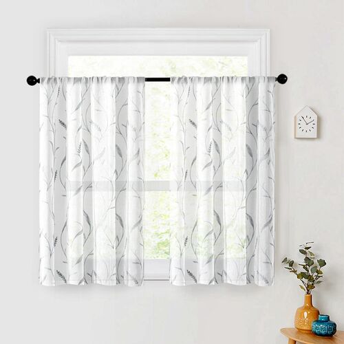 CDIY Short Curtain Tulle Window Sheer Kitchen Curtains For