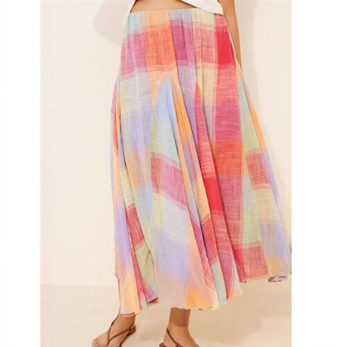 2025 Mori Pleated Mid-length lored Plaid Skirt