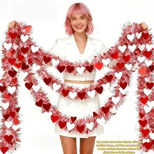 Valentines Day Red Pink Metallic Garland Valentines Day Dec