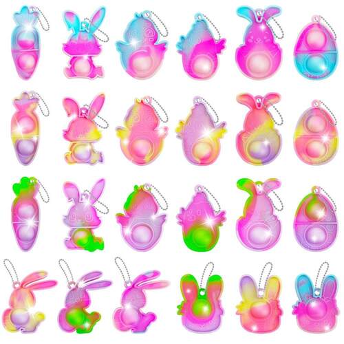 10-50Pcs Mini Rabbit Egg Carrot Silicone Finger Bubble Keych