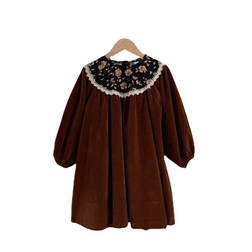 Runs Half Size Bigger 2023 Fall New Girl Velvet Retro Dress