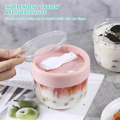 3Pcs Overnight Oats Container With Lid Foldable Spoon Portab