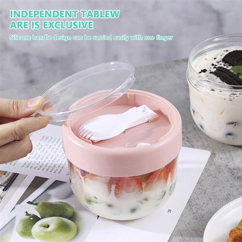 3Pcs Overnight Oats Container With Lid Foldable Spoon Portab