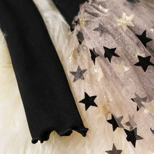 Summer Girls Princess Dress For Kids Star Print Sequin Sleev