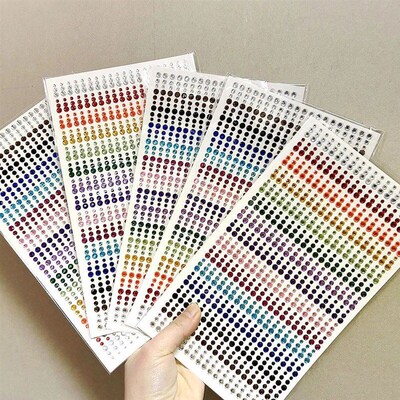 1sheet 900pcs Rainbow Face Glittle Gem Stickers Stick-On Fac