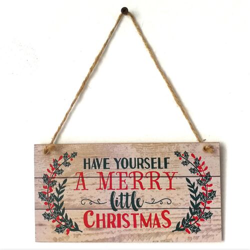 1pcs 2023 New Year Wooden Door Hanging Sign Christmas Tree O