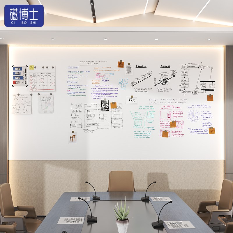 双层白板写字板磁性哑光墙贴磁吸贴片办公可投w影展示板可擦可定