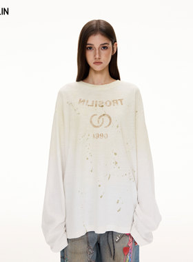 【宋亚轩同款】TROSILIN25喷绘复古做旧长袖T恤打底A25TS013PK-H