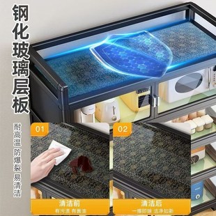 厨房置物架落地多层收纳餐边柜家用多功通微波炉铝合金Z橱柜储物