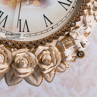 家用艺术双面挂钟客厅挂表u创意欧式复古静音石英钟表个性现代时