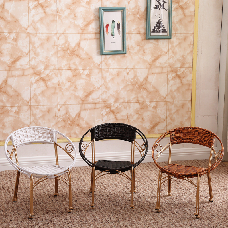 藤椅小椅子仿藤编织家用老人靠y背阳台小凳子休闲单人小腾椅藤条