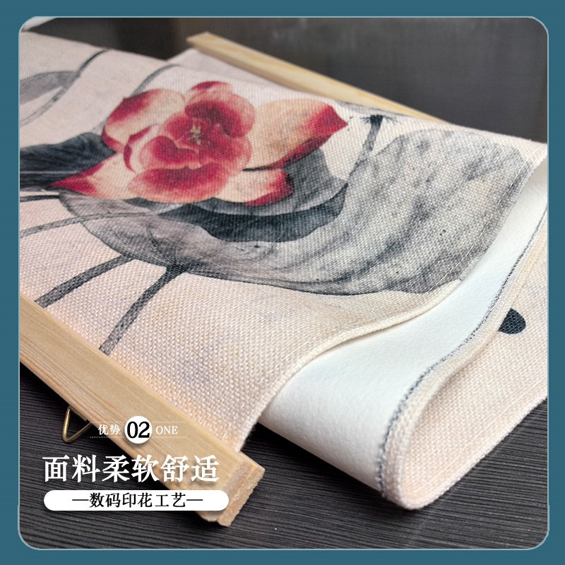 夏日荷花电表箱遮挡光影莲花装饰画客H厅玄关卧室床头走廊布艺挂图片