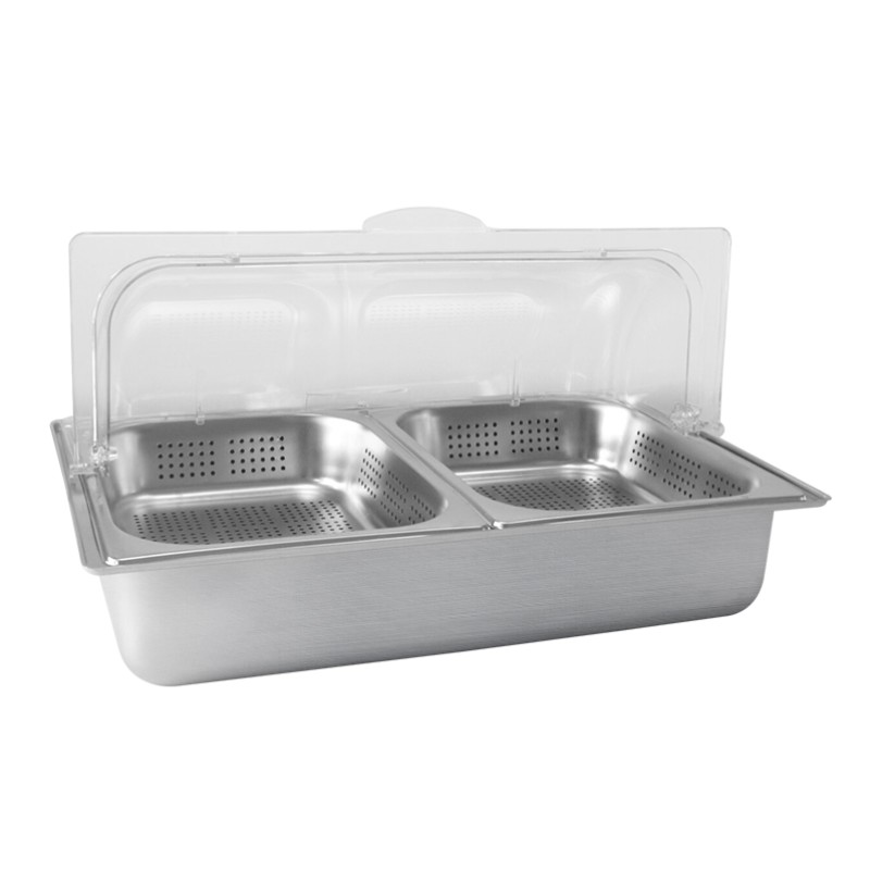 不锈钢盆双层f餐盘摆摊凉菜展示盒加冰保冷蛋糕自助餐台水果捞卤