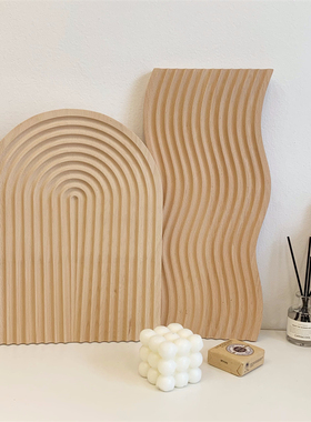 ins风黑色实木托盘摆件香薰香水展示收纳盘日式拍照Y道具客厅装饰