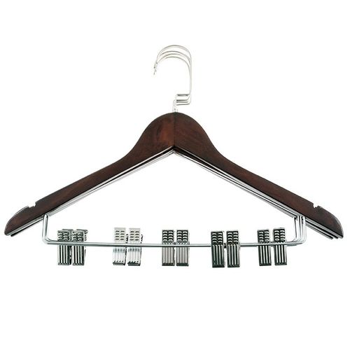 T服装店成人裤架实木衣架 带夹子衣橱收纳木质挂衣架防风晾晒裤架