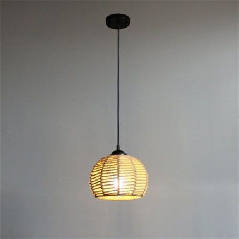 圆球形麻绳吊灯复古服装店网酒吧台咖啡餐厅创意个性日式田园民宿