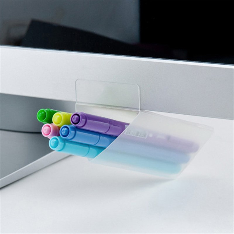 电脑显示器下方收纳笔筒桌子边缘笔筒收纳盒办公室学生桌面文具筒