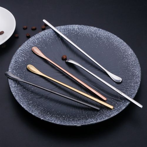 日式304不锈钢咖啡勺长柄甜品冰勺金色创意加厚搅拌勺马克杯勺子