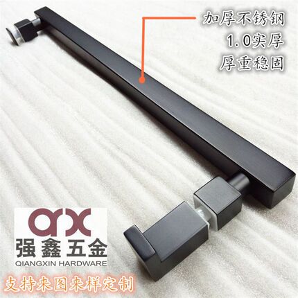 黑色不锈钢拉手 中式长条方形卫生间淋浴房玻璃门把手厂家直供