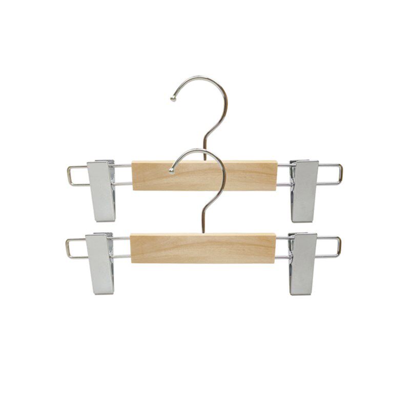 实木衣架裤夹服装店专用成人原木色防滑木质无痕裤架儿童裤架