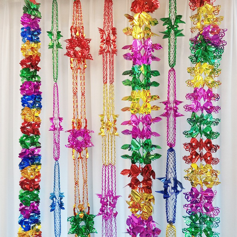 婚庆用品结婚婚房布置 圣诞元旦新年装饰彩色电光纸拉花 花篮