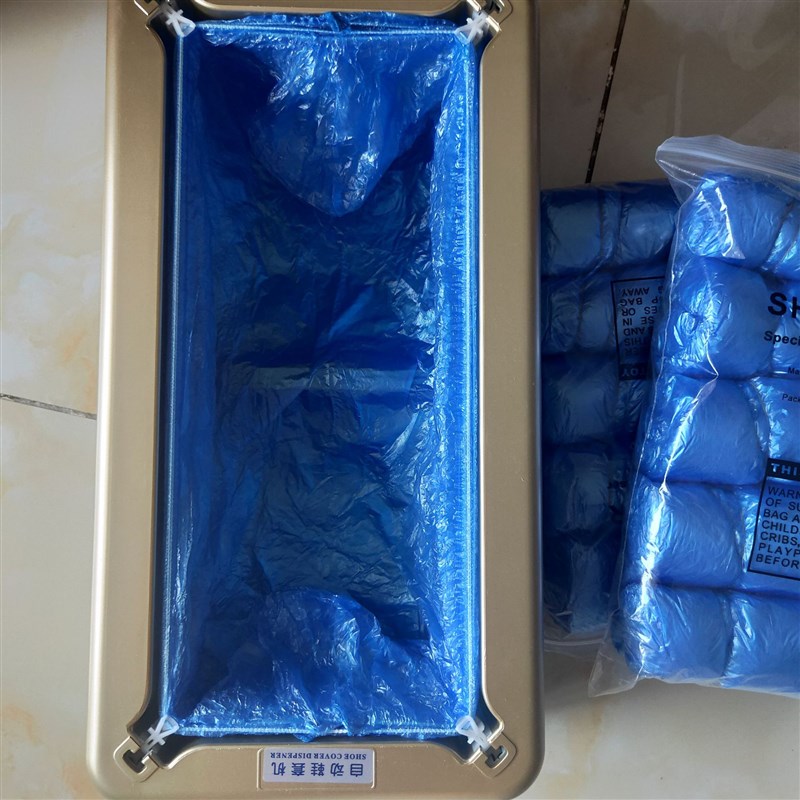 自动鞋套机鞋套 一次性脚套PE家用办公塑料T型扣鞋套100只/包