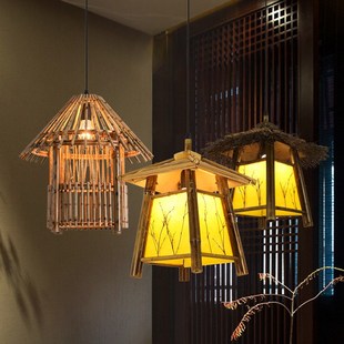 房子吊灯竹编灯复古创意餐厅走廊阳台凉亭民宿茶室客栈店铺竹灯具