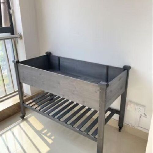 竹木可移动带滚轮的花床落地双层超大花架子花园用品庭院花盆架子