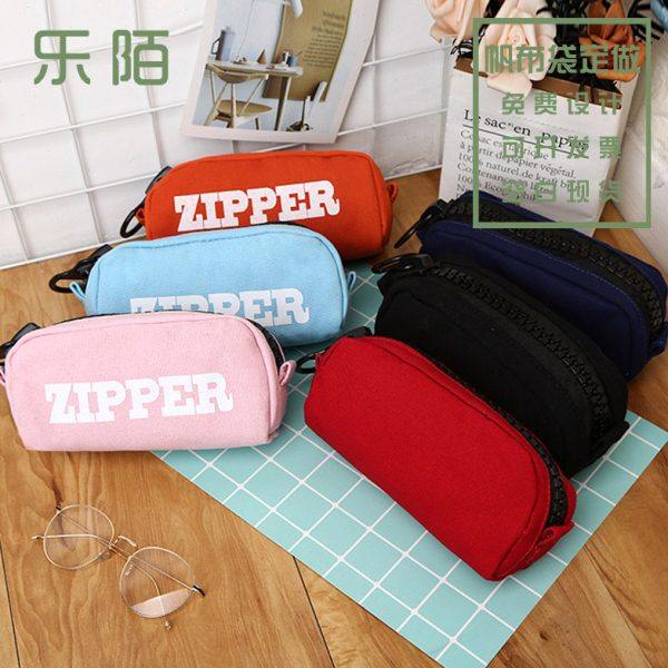 大容量大拉链帆布笔袋 文具盒铅笔袋加工定做 创意收纳袋简约笔盒