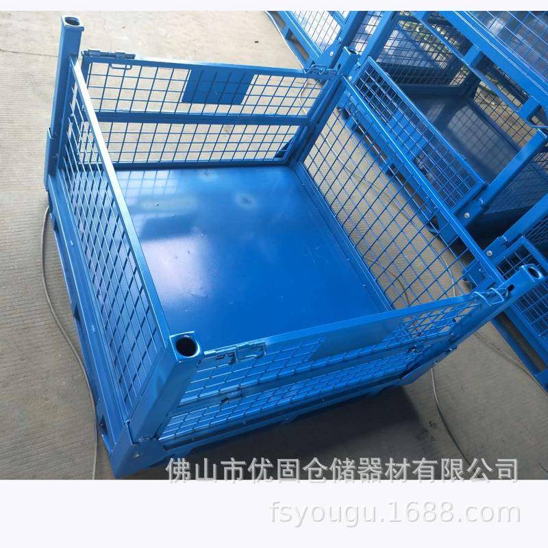 重型折叠式钢制铁丝网格料箱铁框仓库堆垛框子周转仓储笼料箱