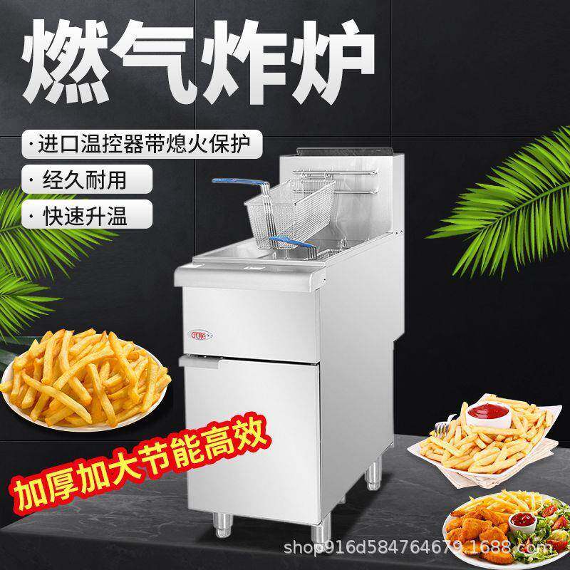立式燃气炸炉商用单缸双筛摆摊炸薯条炸鸡油炸大容量油炸锅