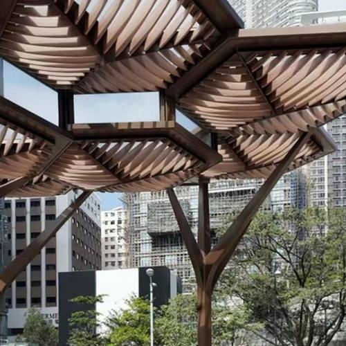 不锈钢景观雕塑厂家户外广场公园小区异形长廊凉亭大型钢结构廊架