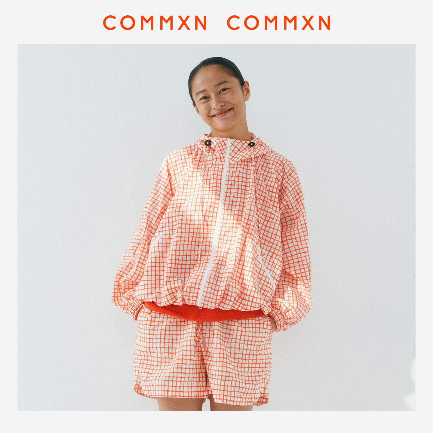 COMMXN·轻壳格纹气球套装夹克/半裙/短裤休闲宽松2026春季新款女