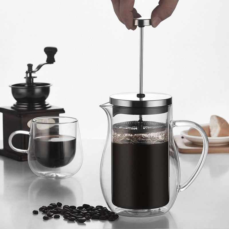 双层玻璃法压壶手冲咖啡壶冲茶器咖啡冲滤壶 350/600ML