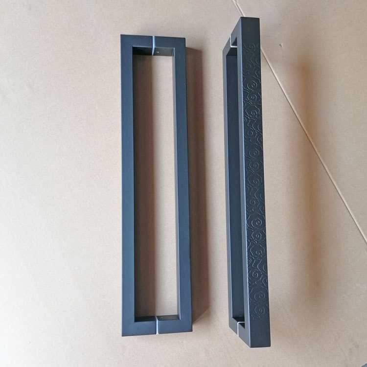 直供不锈钢玻璃门拉手祥云蚀刻双弯大门把手黑色推拉门方管把手