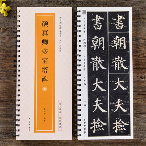 全文视频 颜真卿多宝塔碑传世碑帖临摹字卡入门对照版楷书毛笔字帖逐字精讲 颜体基础教程练字帖成人初学者临摹字卡放大版书法原帖