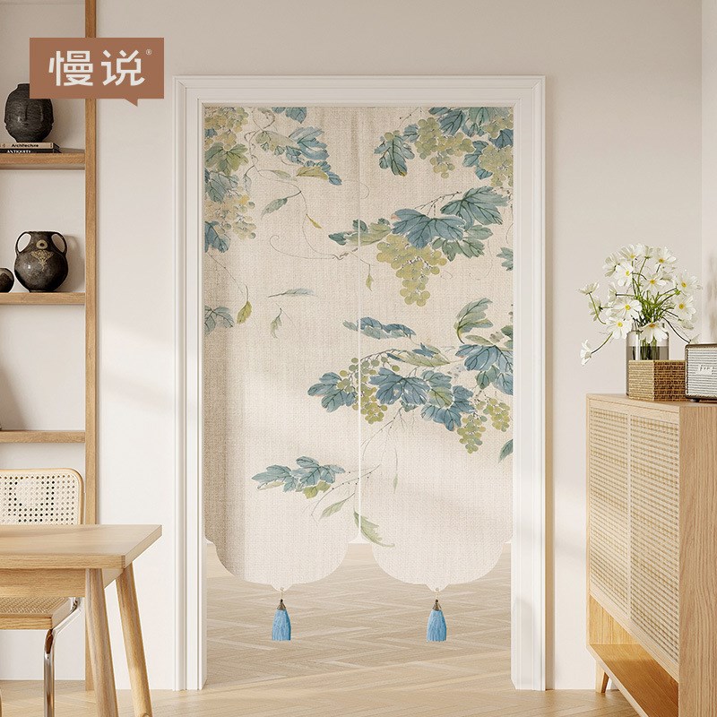 中式轻奢门帘卧室房间家用茶室防窥隔断J帘遮挡帘卫生间免打孔门