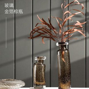 手工家用玻璃鲜花富贵竹百合插花瓶水培家居简约装 饰电视柜样板间