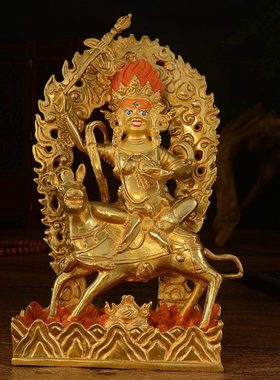 用品 仿尼泊尔纯铜全鎏金供护 吉祥天母 高22cm