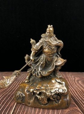 纯铜武财神关公摆件看书关公文财神夜读春秋铜像摆件