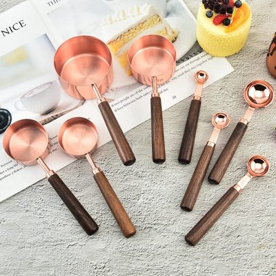 胡桃木柄量勺不锈钢咖啡奶粉咖啡粉咖啡豆15ml称量勺30毫升60